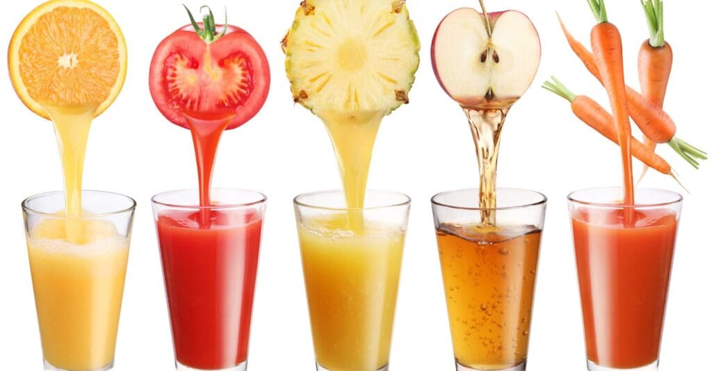 Succhi di arancia, pomodoro, ananas, mela e carote
