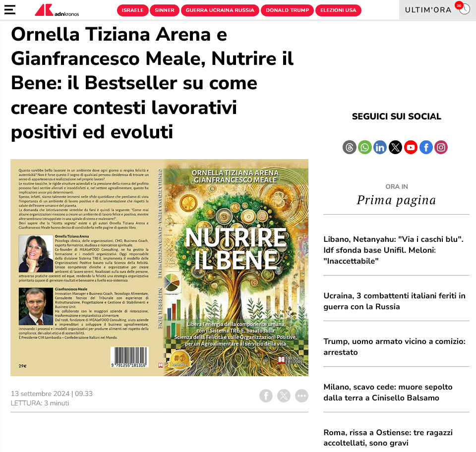 AdnKronos- Nutrire il Bene