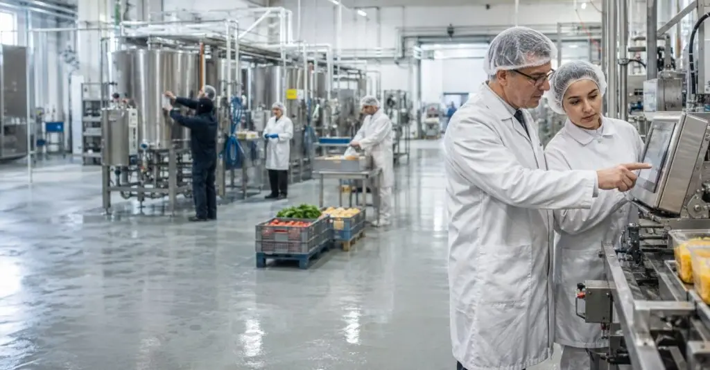 Operatori dell’industria alimentare impegnati nel trasferimento delle competenze in stabilimento